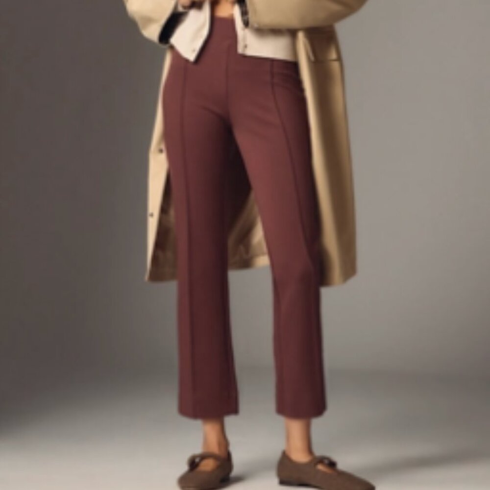 NWT Anthropologie The Poppy Kick Flare Pull-On Pants by Maeve COCOA PLUM